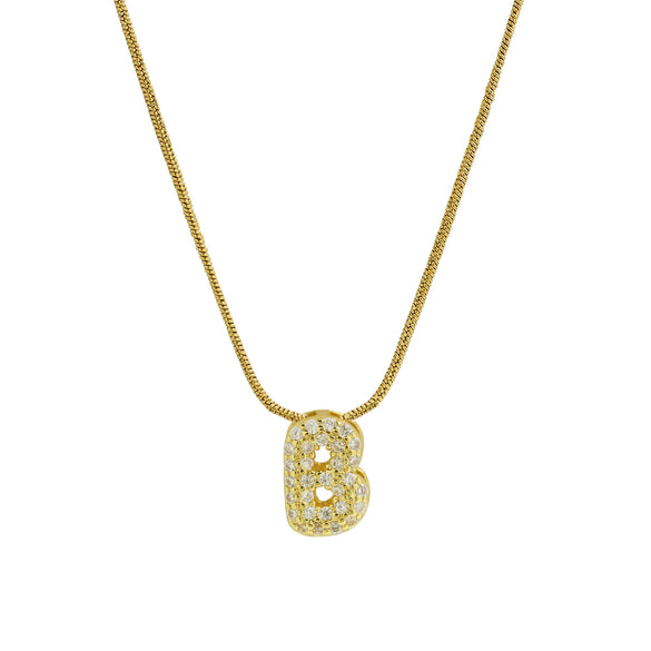Wholesale Pendant Necklace Brass Copper Electroplated With Letter Pattern On Snake Chain For Women