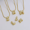 Wholesale Pendant Necklace Brass Copper Electroplated With Letter Pattern On Snake Chain For Women
