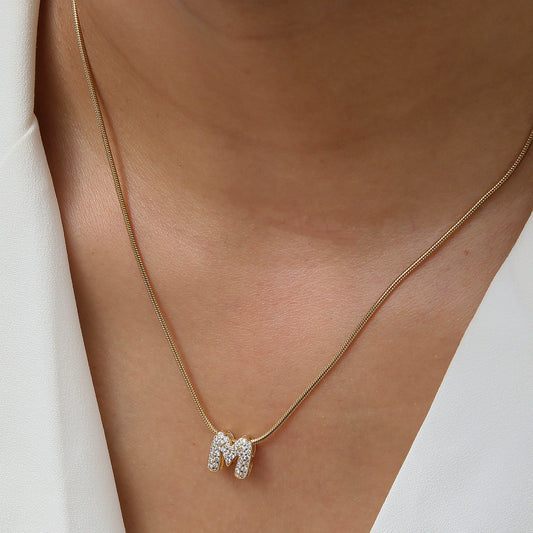 Wholesale Pendant Necklace Brass Copper Electroplated With Letter Pattern On Snake Chain For Women