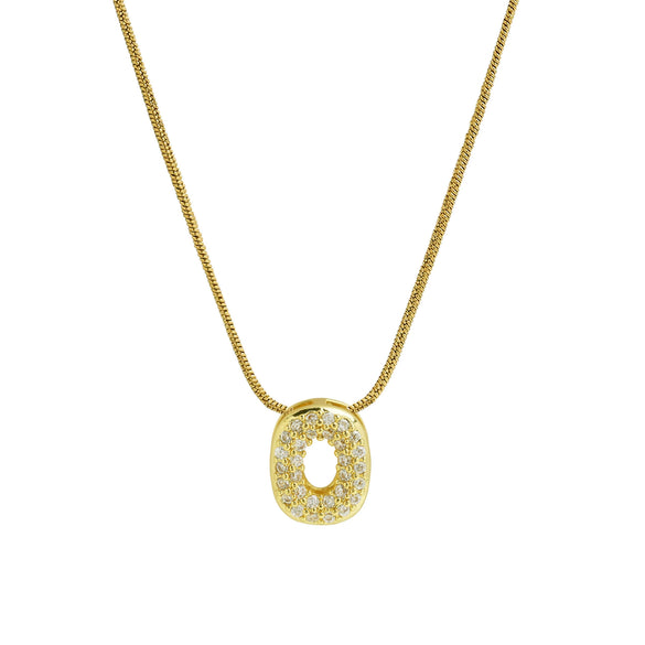 Wholesale Pendant Necklace Brass Copper Electroplated With Letter Pattern On Snake Chain For Women