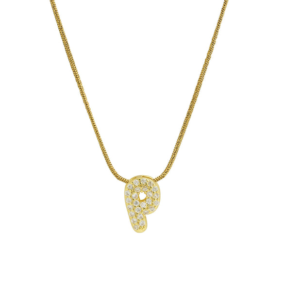 Wholesale Pendant Necklace Brass Copper Electroplated With Letter Pattern On Snake Chain For Women