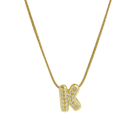 Wholesale Pendant Necklace Brass Copper Electroplated With Letter Pattern On Snake Chain For Women