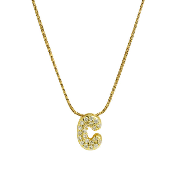Wholesale Pendant Necklace Brass Copper Electroplated With Letter Pattern On Snake Chain For Women