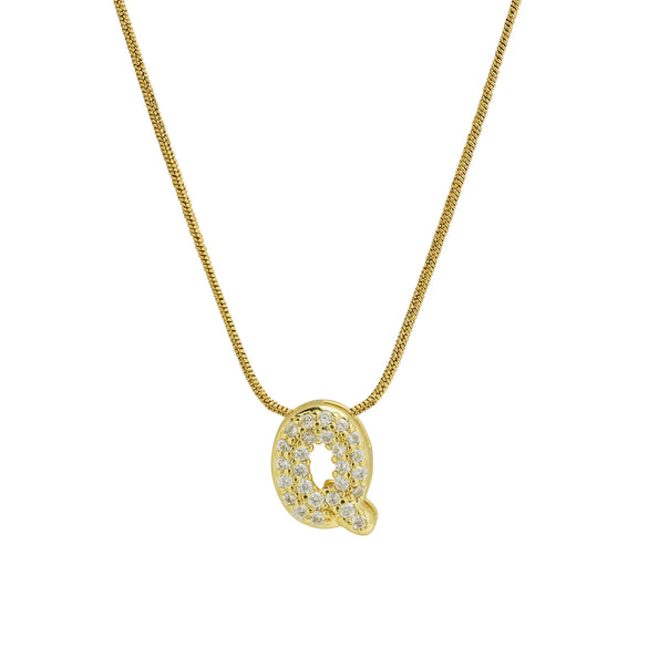 Wholesale Pendant Necklace Brass Copper Electroplated With Letter Pattern On Snake Chain For Women