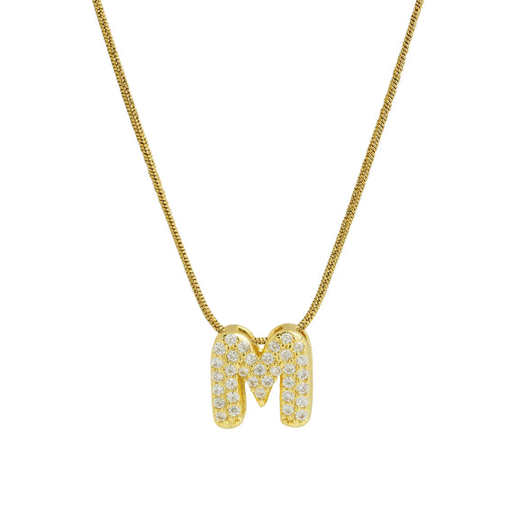 Wholesale Pendant Necklace Brass Copper Electroplated With Letter Pattern On Snake Chain For Women