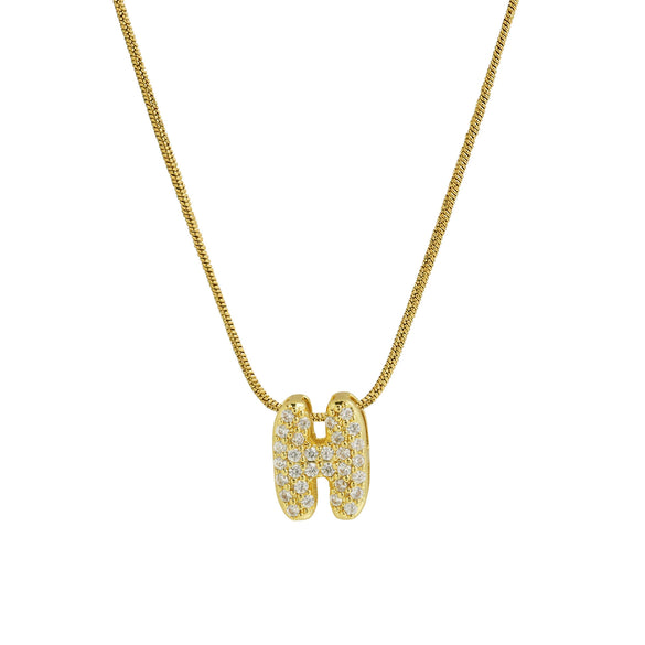 Wholesale Pendant Necklace Brass Copper Electroplated With Letter Pattern On Snake Chain For Women