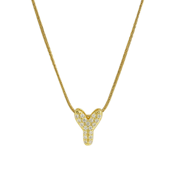 Wholesale Pendant Necklace Brass Copper Electroplated With Letter Pattern On Snake Chain For Women
