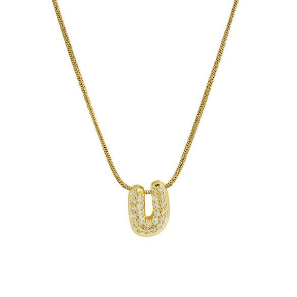 Wholesale Pendant Necklace Brass Copper Electroplated With Letter Pattern On Snake Chain For Women