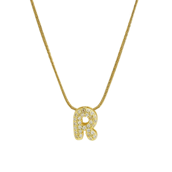 Wholesale Pendant Necklace Brass Copper Electroplated With Letter Pattern On Snake Chain For Women