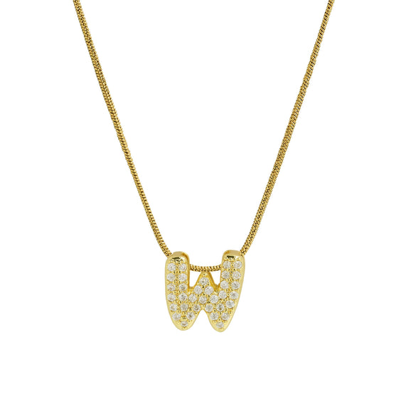 Wholesale Pendant Necklace Brass Copper Electroplated With Letter Pattern On Snake Chain For Women