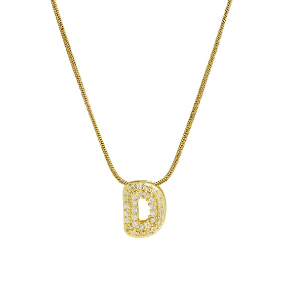 Wholesale Pendant Necklace Brass Copper Electroplated With Letter Pattern On Snake Chain For Women