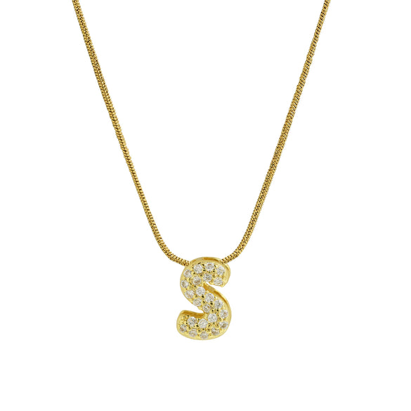 Wholesale Pendant Necklace Brass Copper Electroplated With Letter Pattern On Snake Chain For Women