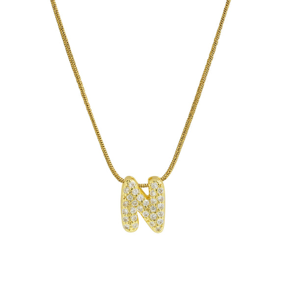 Wholesale Pendant Necklace Brass Copper Electroplated With Letter Pattern On Snake Chain For Women
