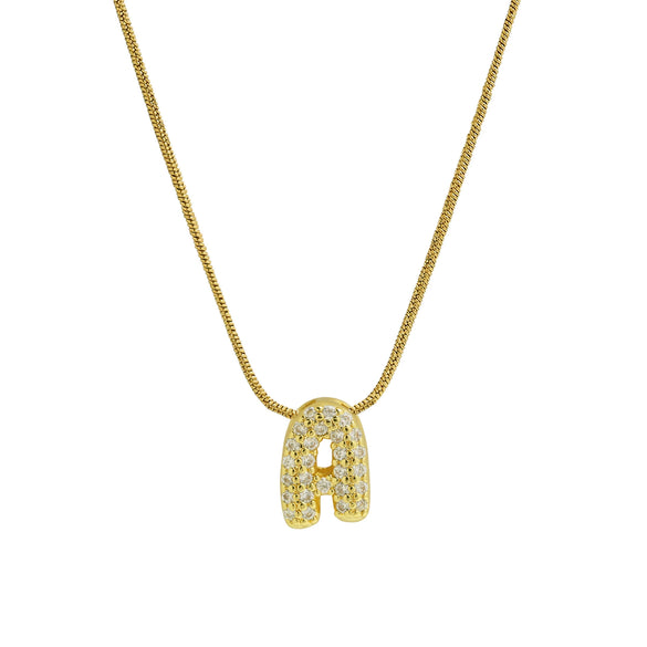 Wholesale Pendant Necklace Brass Copper Electroplated With Letter Pattern On Snake Chain For Women