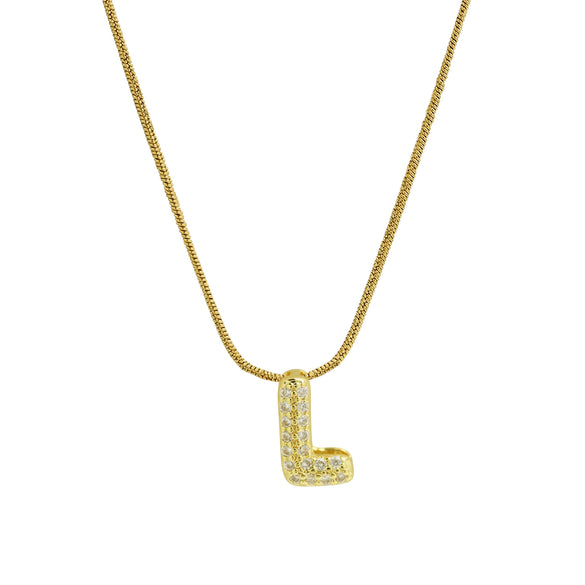 Wholesale Pendant Necklace Brass Copper Electroplated With Letter Pattern On Snake Chain For Women