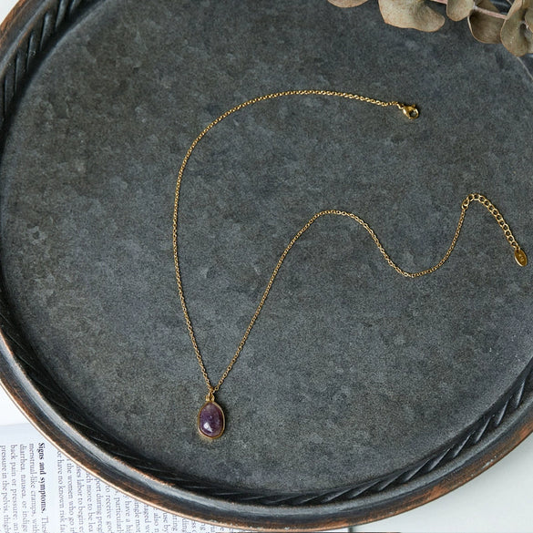 Wholesale Pendant Necklace Clavicle Chain Geometric Fresh Green Dongling Female Titanium Steel 18K Gold Plated