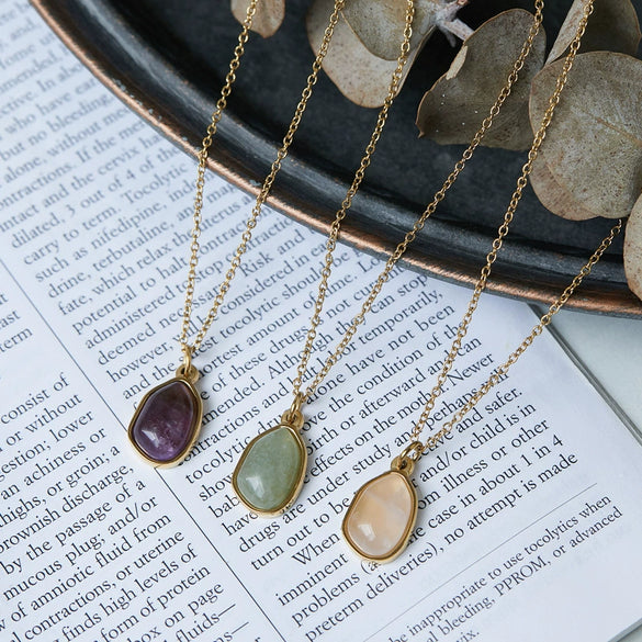 Wholesale Pendant Necklace Clavicle Chain Geometric Fresh Green Dongling Female Titanium Steel 18K Gold Plated