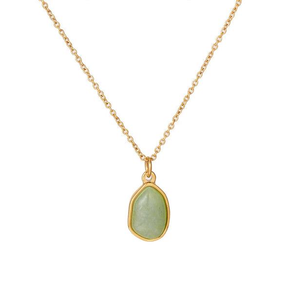 Wholesale Pendant Necklace Clavicle Chain Geometric Fresh Green Dongling Female Titanium Steel 18K Gold Plated
