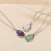 Wholesale Pendant Necklace Clavicle Chain Unisex Titanium Steel Plated 18K Gold Vintage Geometric Style Mixed Gemstone Inlay