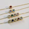 Wholesale Pendant Necklace Colorful Geometric Square Birthstone Zircon Copper Brass Electroplating For Women