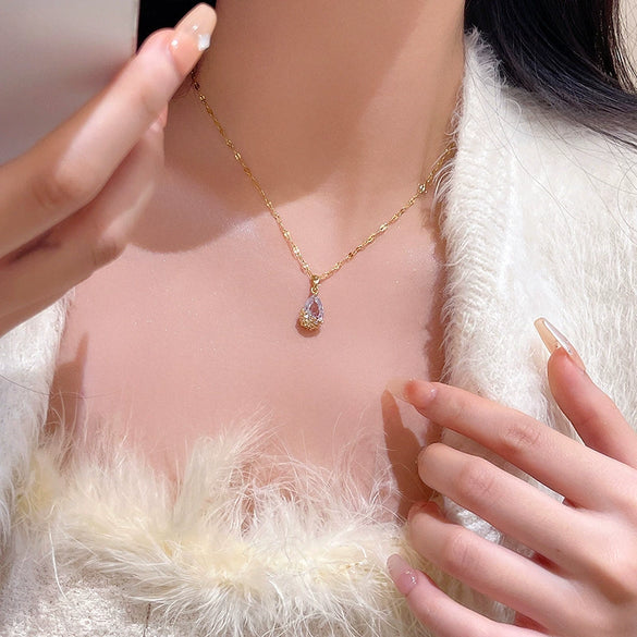 Wholesale Pendant Necklace Copper Alloy Drop Shape Electroplating Female Minimalist Clavicle Chain Accessories