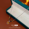 Wholesale Pendant Necklace Copper Alloy Geometric Brown Tiger Eye Stone Electroplating Clavicle Chain For Women Retro High Sense