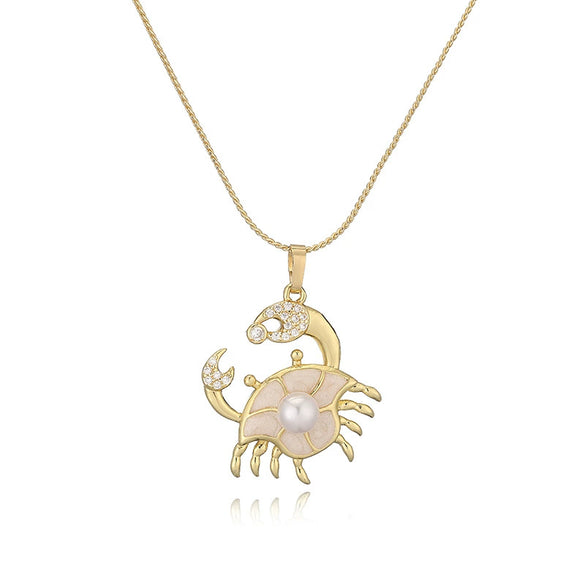 Wholesale Pendant Necklace Copper Animal Zodiac Dripping Oil Style Snake Bone Chain