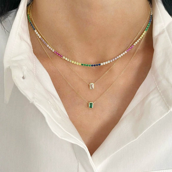 Wholesale Pendant Necklace Copper Artificial Crystal Geometric Electroplating For Women