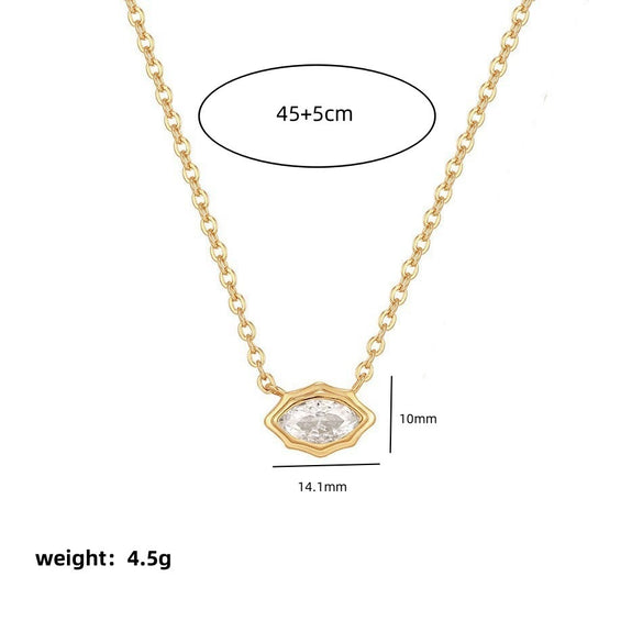 Wholesale Pendant Necklace Copper Artificial Crystal Geometric Oval Round Electroplated Light Luxury Style
