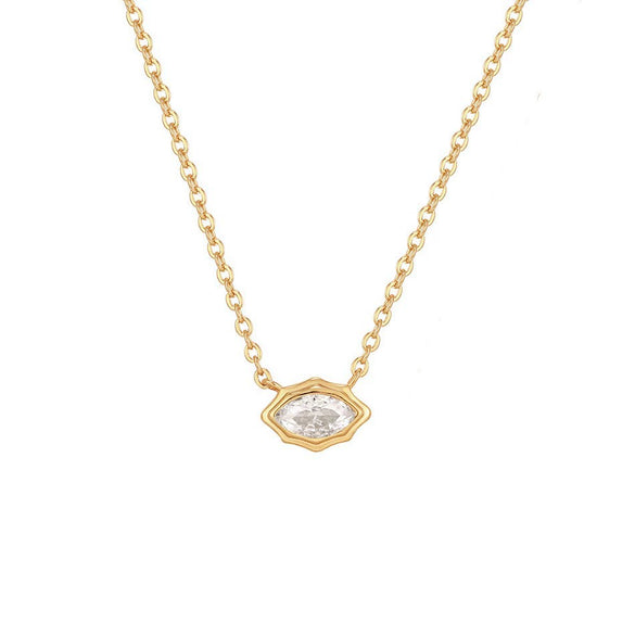 Wholesale Pendant Necklace Copper Artificial Crystal Geometric Oval Round Electroplated Light Luxury Style