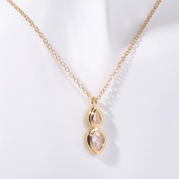 Wholesale Pendant Necklace Copper Artificial Crystal Geometric Oval Round Light Luxury Style Furnace Vacuum Plating O Shaped Chain For Women