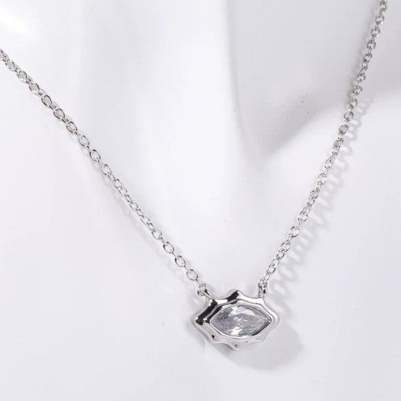 Wholesale Pendant Necklace Copper Artificial Crystal Geometric Oval Round Light Luxury Style Furnace Vacuum Plating O Shaped Chain For Women