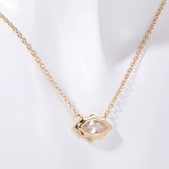 Wholesale Pendant Necklace Copper Artificial Crystal Geometric Oval Round Light Luxury Style Furnace Vacuum Plating O Shaped Chain For Women