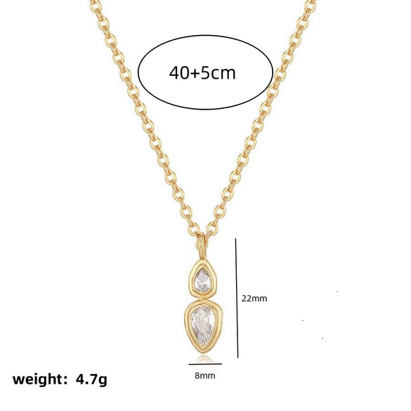 Wholesale Pendant Necklace Copper Artificial Crystal Geometric Oval Round Light Luxury Style Furnace Vacuum Plating O Shaped Chain For Women