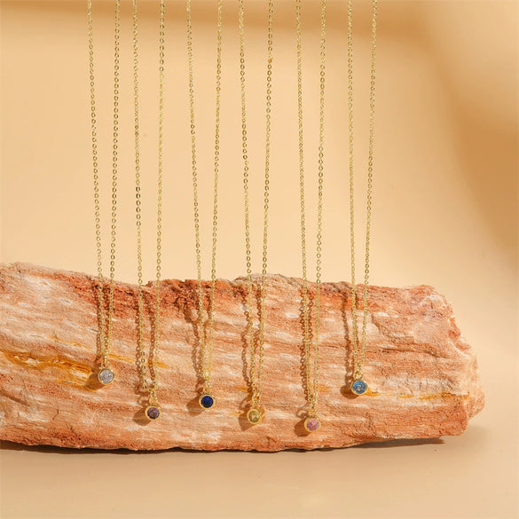 Wholesale Pendant Necklace Copper Electroplated Geometric Mixed Gem Inlay For Women