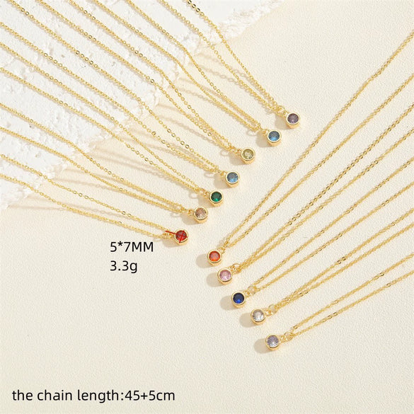 Wholesale Pendant Necklace Copper Electroplated Geometric Mixed Gem Inlay For Women