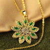 Wholesale Pendant Necklace Copper Floral Zircon Electroplated Inlaid For Women