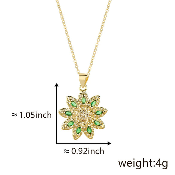 Wholesale Pendant Necklace Copper Floral Zircon Electroplated Inlaid For Women