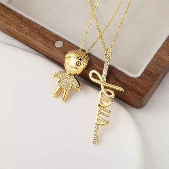 Wholesale Pendant Necklace Copper Geometric Electroplated Inlaid Zircon Simple Cute Cartoon Style