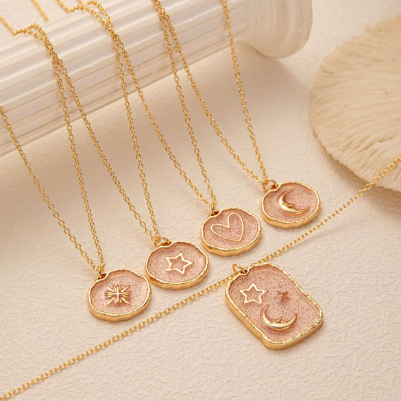 Wholesale Pendant Necklace Copper Geometric Heart Shape Printed Electroplating For Women