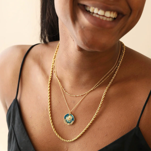 Wholesale Pendant Necklace Copper Geometric Lucky Devil's Eye English Letter Wipe Blue Craft For Women Ochain
