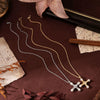 Wholesale Pendant Necklace Copper Geometric Pearl Cross Light Luxury Style Vacuum Plating 18K Gold Color