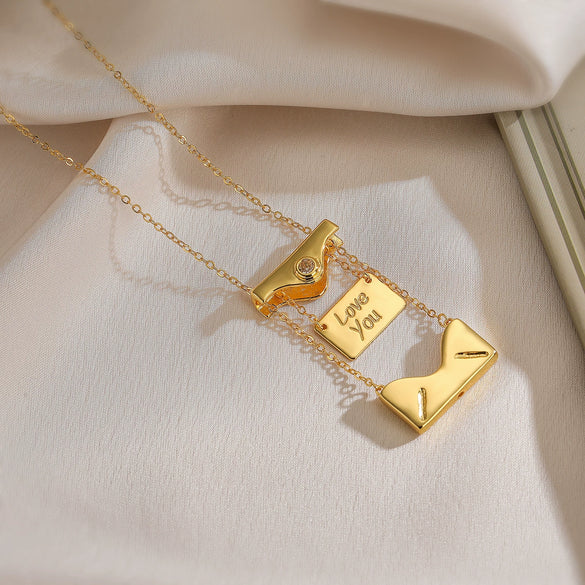 Wholesale Pendant Necklace Copper Geometric Pullout Envelope Style For Women