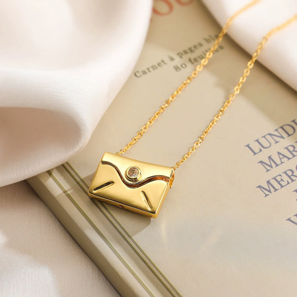 Wholesale Pendant Necklace Copper Geometric Pullout Envelope Style For Women