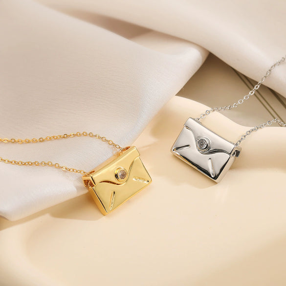 Wholesale Pendant Necklace Copper Geometric Pullout Envelope Style For Women