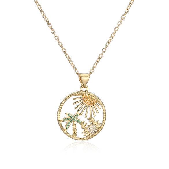 Wholesale Pendant Necklace Copper Geometric Turtle Crab Simple Stylish Women's