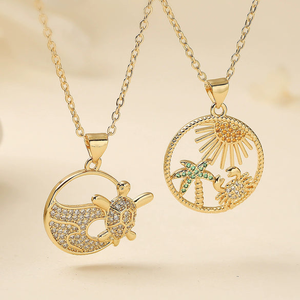 Wholesale Pendant Necklace Copper Geometric Turtle Crab Simple Stylish Women's