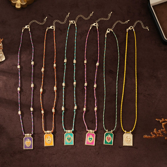 Wholesale Pendant Necklace Copper Gold Plated Heart Shape Minimalist Geometric Style For Women