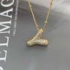 Wholesale Pendant Necklace Copper Gold Plated Zircon Chubby Balloon Bubble Letter Shape Fashion Simple