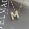 Wholesale Pendant Necklace Copper Gold Plated Zircon Chubby Balloon Bubble Letter Shape Fashion Simple